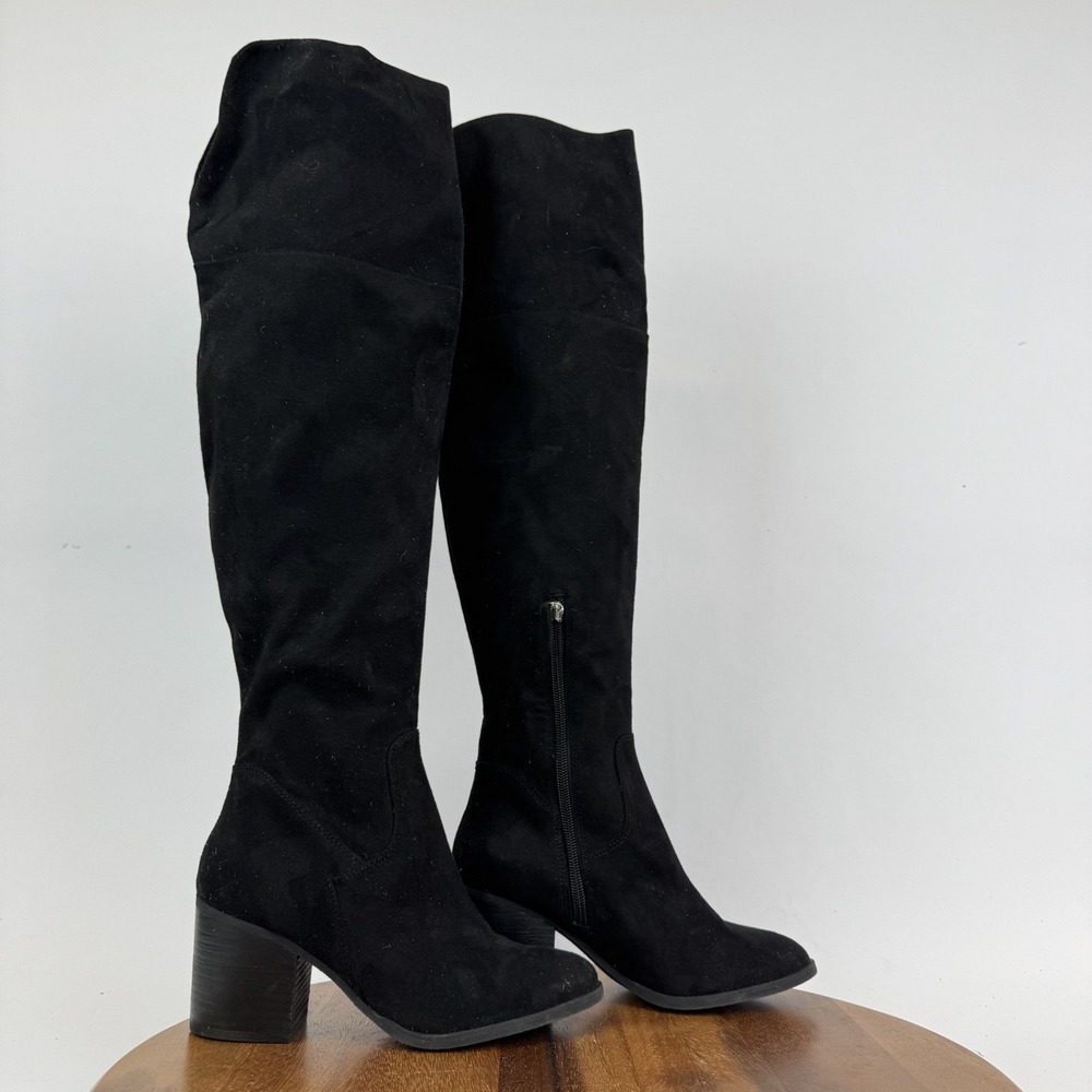 New Womens BP Luke Black Fabric Over The Knee Riding Heeled Boots Size 6 M NWOB